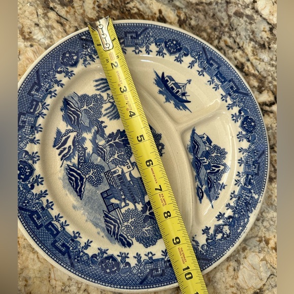 Blue Willow white blue serving dish compartments made in Japan antique - Picture 5 of 5